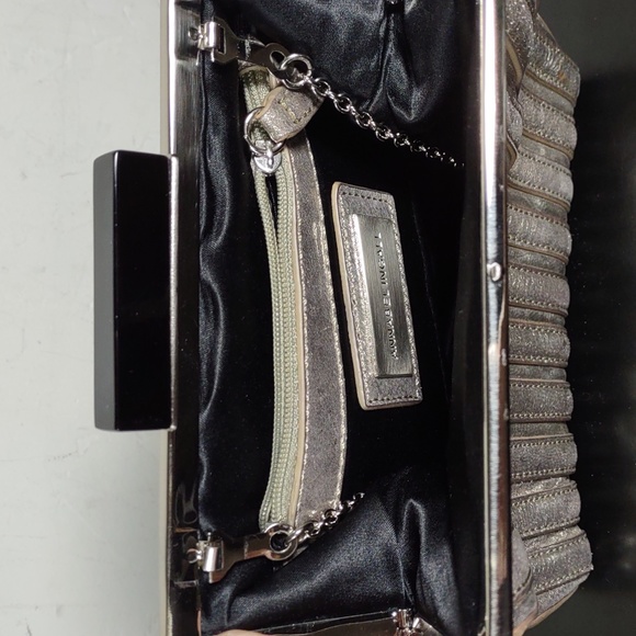 Annabel Ingall Platinum Lame` Leather Convertible Clutch Bag - Picture 6 of 8